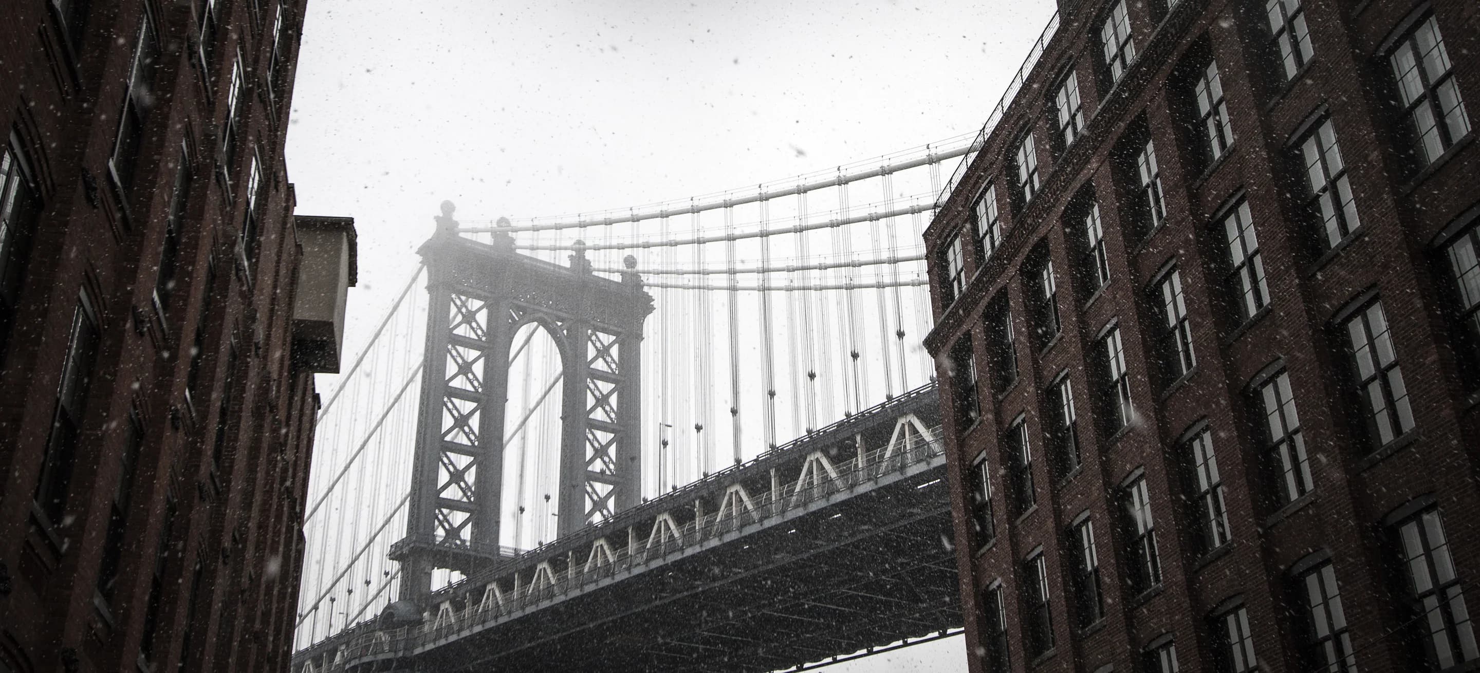 Manhattan Bridge in Snow