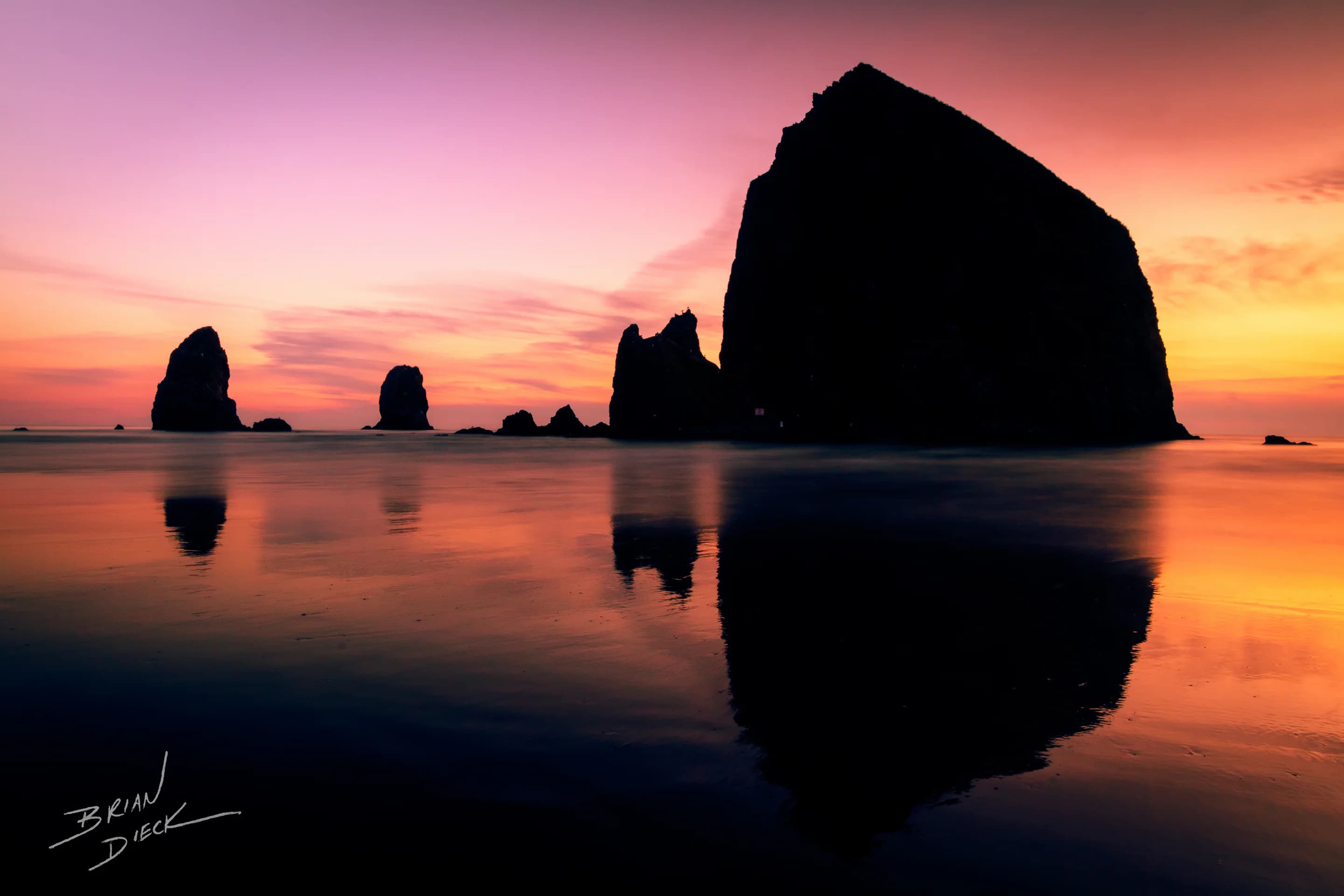 Haystack Rock at Sunset